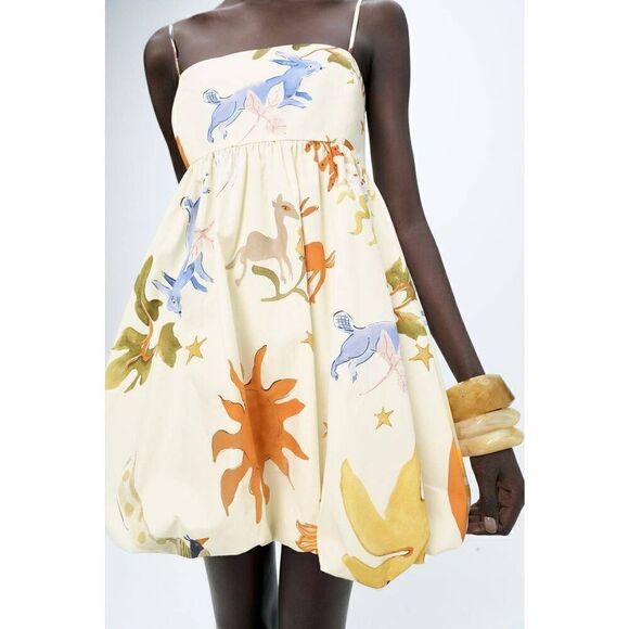 ZARA VOLUMINOUS PRINTED DRESS ZW COLLECTION - Picture 14 of 16